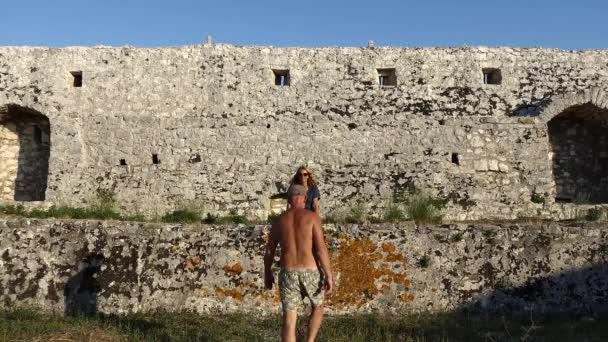 Ksamil Albania Пара Замку Алі Паша Османський Форт — стокове відео