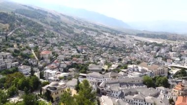 Gjirokaster, Albania A city view of the rooftops and mountains