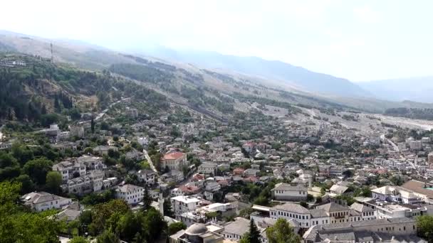 Gjirokaster Albania City View Rooftops Mountains — Vídeos de Stock
