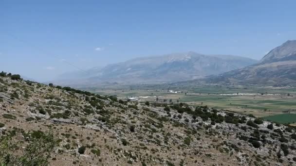 Gjirokaster Albania View Rich Fertile Farmland — Vídeos de Stock