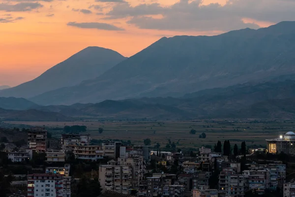 Gjirokaster Albania Sunset View Mountains — стоковое фото