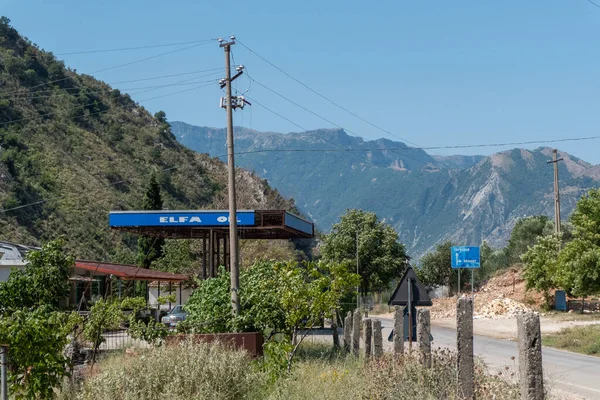 Permet Albania Small Gas Station Rural Mountain Road —  Fotos de Stock