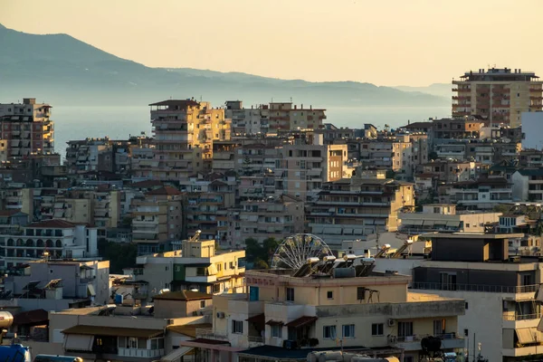Saranda Albanië Uitzicht Stad Korfoe Griekenland Achtergrond — Stockfoto