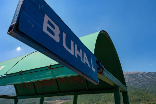 Permet Albania Rural Bus Stop Called Buhal — Foto de Stock