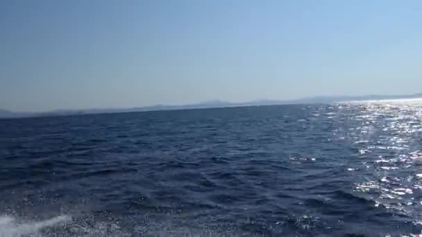 Ksamil Albania View Adriatic High Speed Motorboat — Stockvideo