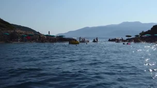 Ksamil Albania People Bathing Ksamil Islands — ストック動画