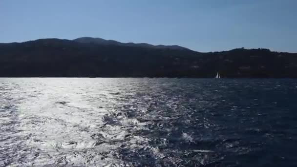 Corfu Greece Seaview Ferry Crosses Adriatic Sea Albania — Stockvideo