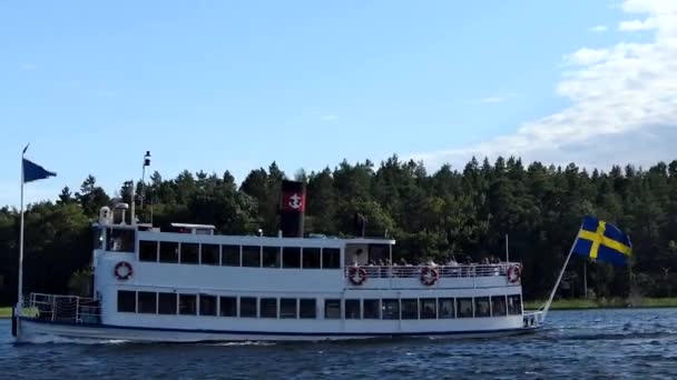 Stockholm Sweden Drottningholm Ferry Lake Malaren — ストック動画