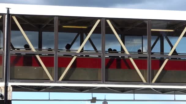 Stockholm Sweden Group People Silhouette Walking Gangplank Ferry — Stock video