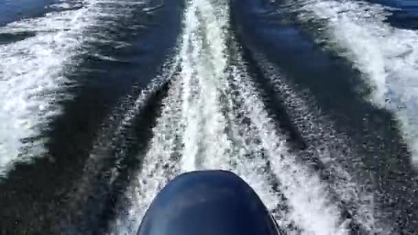 Stockholm Sweden Outboard Motor High Speed Wake — Video Stock