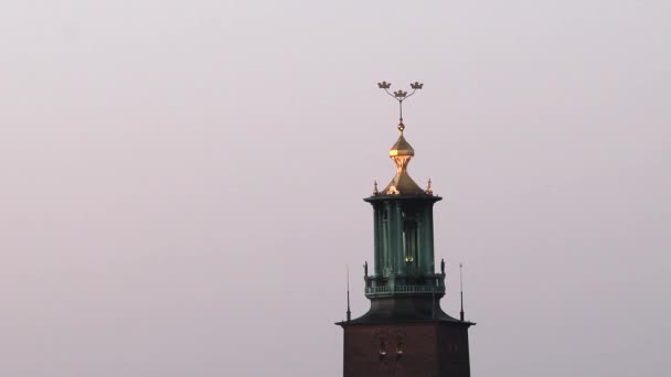 Estocolmo Suecia Torre Del Ayuntamiento Stadshuset — Vídeo de stock