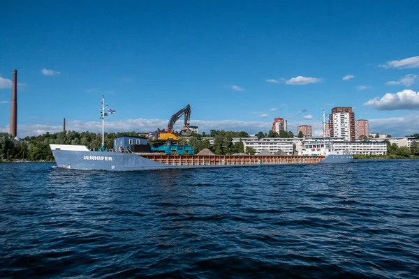 Στοκχόλμη Σουηδία Ένα Γεμάτο Φορτηγό Πλοίο Πέτρες Στη Λίμνη Malaren — Φωτογραφία Αρχείου