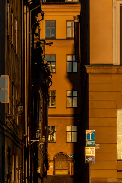 Стокгольме Швеция Улице Гамла Стан Старый Город Появился Узкий Пешеходный — стоковое фото