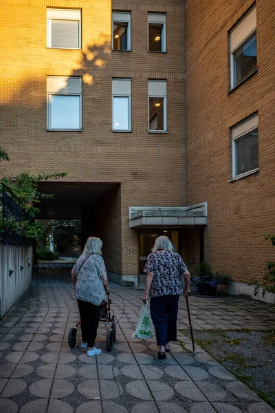 Stockholm Sweden Senior Women Walking Retirement Home Summer — Foto Stock