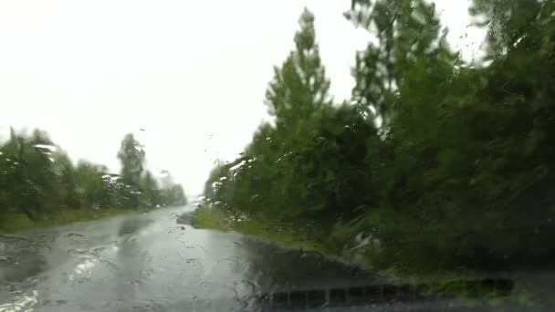 Umea Sweden Car Windshield Doused Rain — Stock video