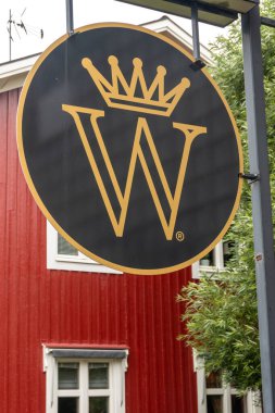 Burtrask, Sweden A facade and sign for the Vasterbotten cheese factory