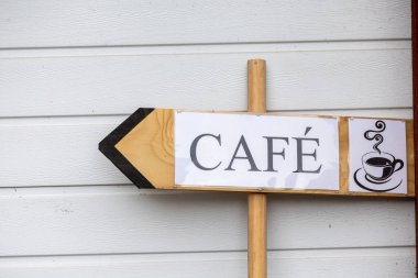 Skelleftea, Sweden A sign for a cafe.