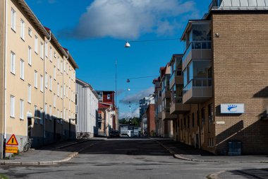 Skelleftea, Sweden An empty downtown street with no people.