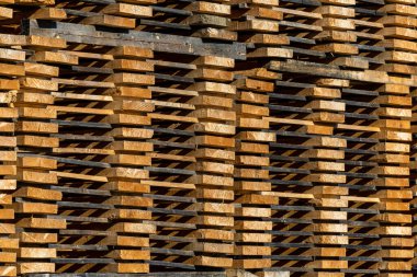 Umea, Sweden Stacked timber and planks in a lumber yard