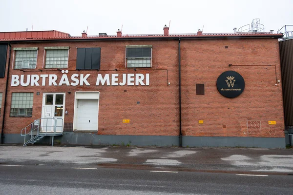 Burtrask, Sweden A facade and sign for the Vasterbotten cheese factory