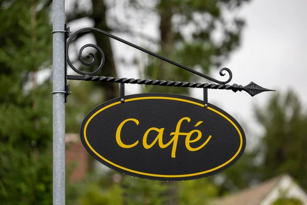 Skelleftea, Sweden A sign for a cafe.