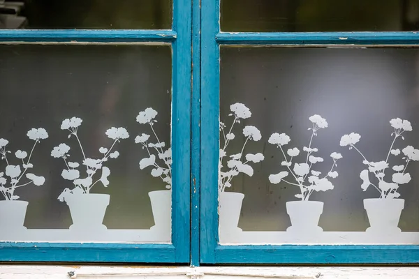 Skelleftea, Sweden Flower motifs on a frosted window.