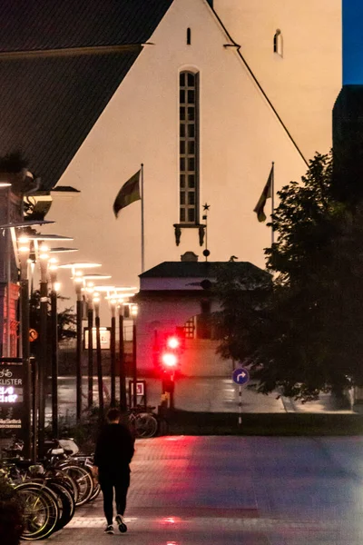 Skelleftea Sweden Sankt Olovs Kyrka Saint Olov Church Night End — Stockfoto