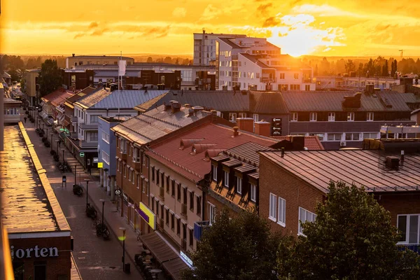 Skelleftea Sweden Sun Sets City Skyline — Foto de Stock