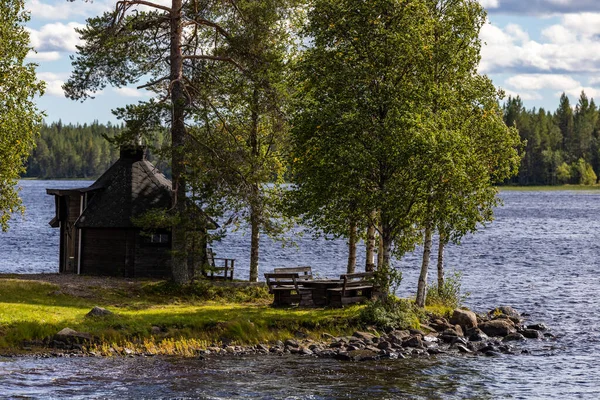 Arvidsjaur Sweden Small Hut Used Sauna Next Lake — Foto Stock