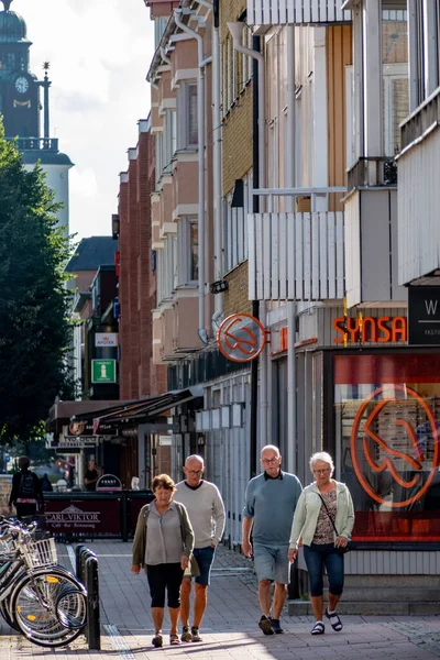 Skelleftea, Sweden  Pedestrians walking on Nygatan, a shopping street.