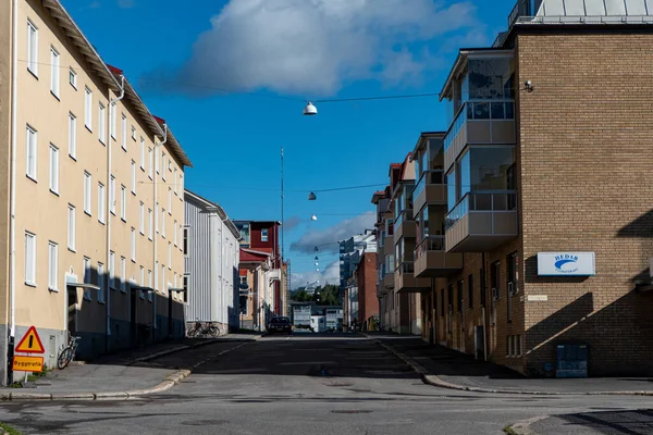 Skelleftea Σουηδία Ένας Άδειος Δρόμος Στο Κέντρο Της Πόλης Χωρίς — Φωτογραφία Αρχείου