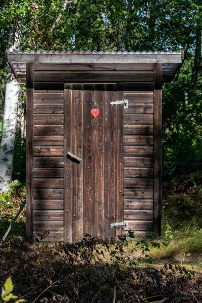 Skelleftea Sweden Wooden Outhouse Next Beach — Zdjęcie stockowe