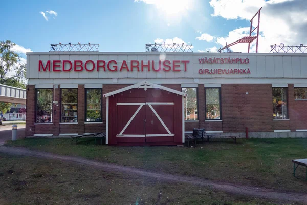 Arvidsjaur, Sweden The facade of the Medborgarhuset, or community center.