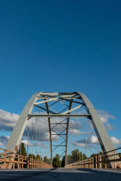 Sorsele Sweden Steel Arch Bridge Vindelalven River — Foto Stock