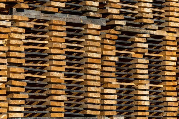 Umea, Sweden Stacked timber and planks in a lumber yard
