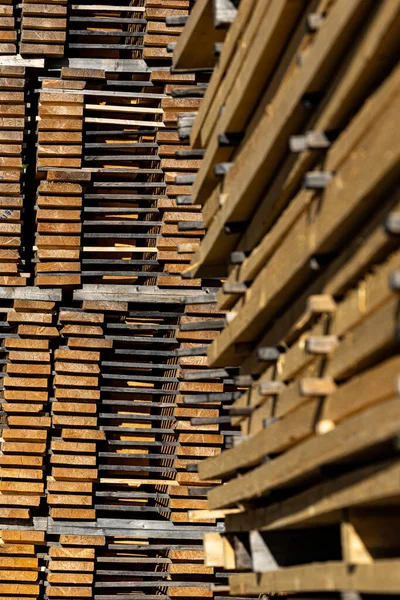Umea, Sweden Stacked timber and planks in a lumber yard