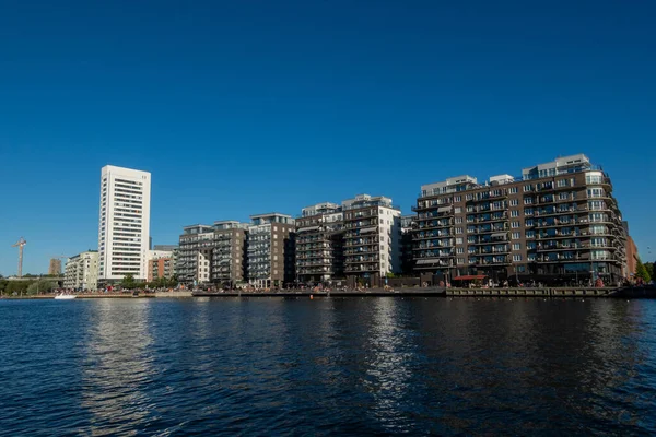 Stockholm Sweden New Modern Hornsbergs Strand District Residential Apartments Lively — Stock Photo, Image