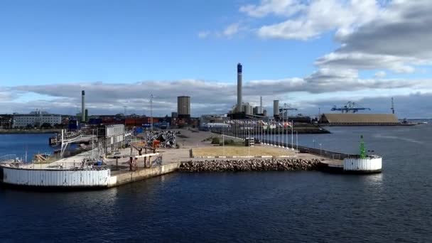 Helsingborg Sweden Ferry Leaves Sweden Sails Helsingor Denmark — Stock videók