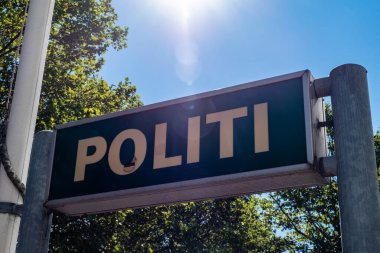 Copenhagen, Denmark, A sign for Danish police.