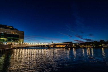 Copenhagen, Denmark,A pedestrian and cycle bridge downtown over a canal and called the Lille Langebro, or little Long Bridge.