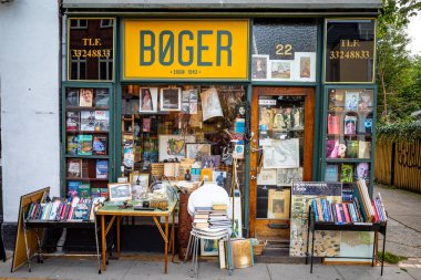 Copenhagen, Denmark, A second hand bookshop in the Frederiksberg district.