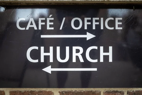 Copenhagen Denmark Sign Showing Way Cafe Office Church — Φωτογραφία Αρχείου