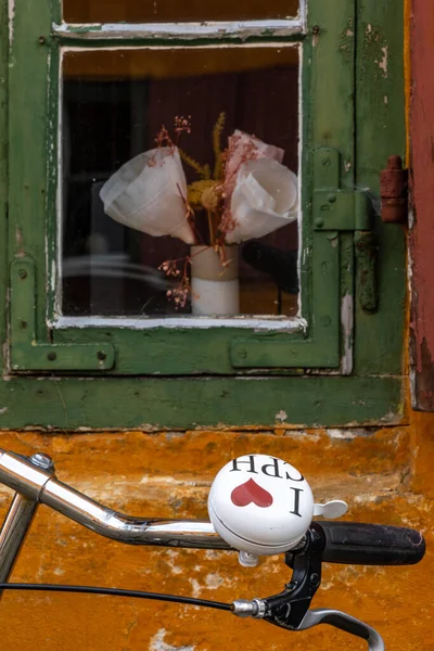 Copenhagen Denmark Bicycle Ewith Love Cph Bell Nyboder Historic Row — Foto de Stock