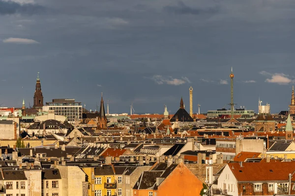 Copenhagen Danimarca Vecchio Skyline Della Città Tramonto — Foto Stock