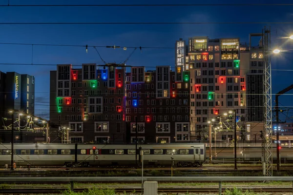 Köpenhamn Danmark Köpenhamns Centralstation Natten — Stockfoto