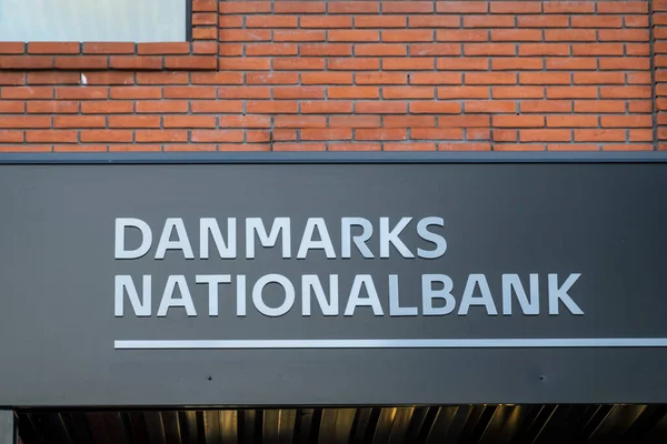 Kopenhaga Dania Fasada Podpis Wejście Tymczasowego Duńskiego Banku Centralnego Langelinie — Zdjęcie stockowe