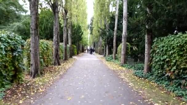 Kopenhagen Denemarken Een Bospad Door Assistens Begraafplaats — Stockvideo