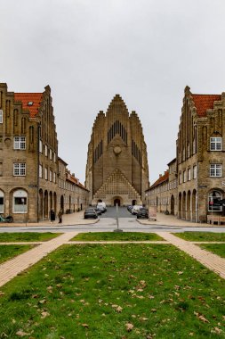Kopenhag, Danimarka. Grundtvig 'in Bispebjerg bölgesindeki kilisesinin dışı..