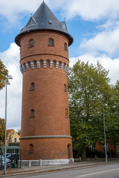 Koge Dinamarca Uma Torre Água Tijolo Referência Cidade — Fotografia de Stock