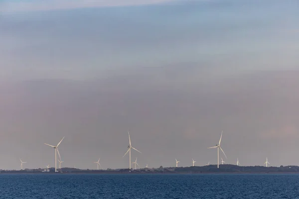 Tars Dinamarca Turbinas Eólicas Cinturão Langelandbelt Costa Mar Báltico — Fotografia de Stock